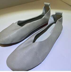 Kunsto Leather Glove Shoes Size 10 Grey Ballet Flats Slip-On